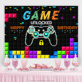Lofaris Game Console Tetris Happy Birthday Backdorp For Party